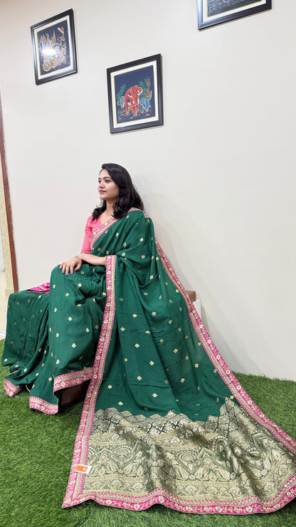 Pure Viscose Silk Designer Saree with Unstitched Blouse for Festive and Wedding Wear