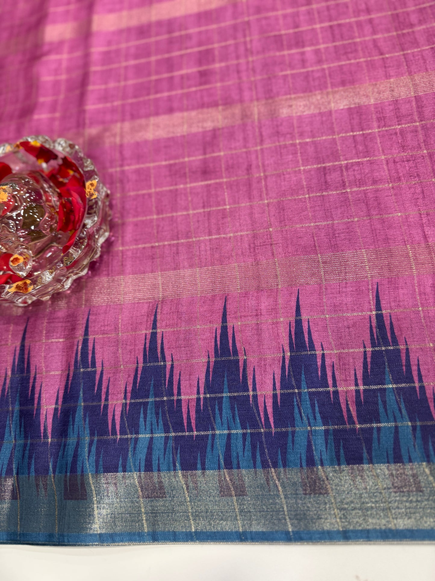 Semi Tussar Silk Saree with Contrast Border and Tassel Pallu for Women