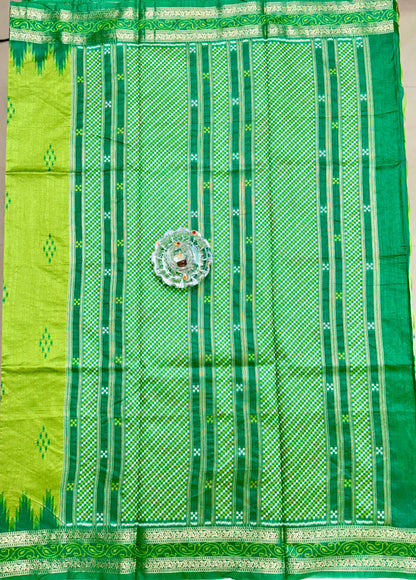 Semi Raw Silk Saree with Temple Border and Blouse – Handwoven Style Festive Wear