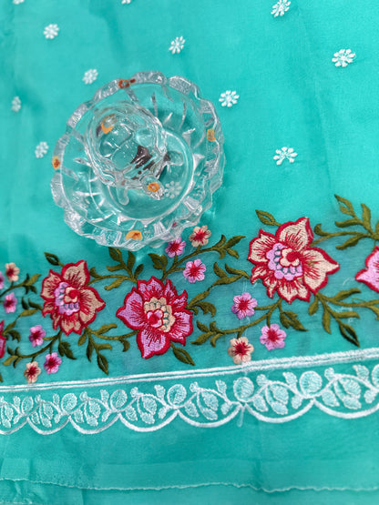 Banarasi Semi-Organza Saree with Embroidery and Fancy Border – Lightweight Festive Saree for Women