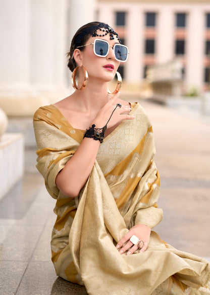 cotton linen silk saree with zigzag design and blouse – festive wear for women