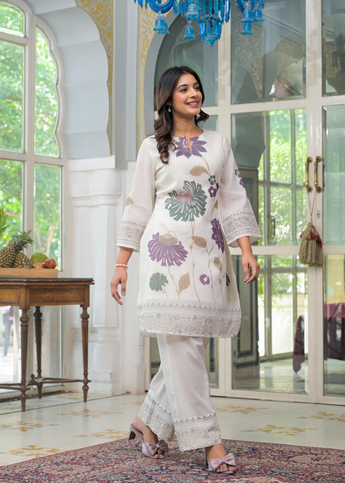 Linen-Cotton Co-Ord Set with Tailored Top and Bottom – Casual and Workwear Ethnic Set for Women (M to 3XL)