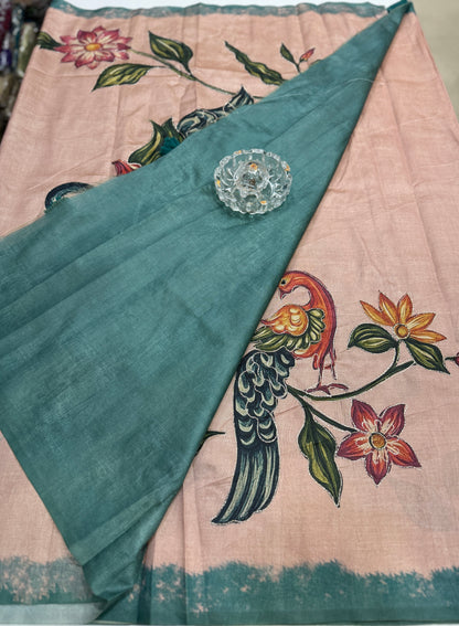 Assam silk saree for women with aari embroidery and paithani motifs, festive wear saree with blouse