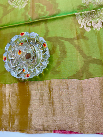 Pochampalli Printed Silk Saree with Satin Border and Blouse – Powerloom Weave for Women