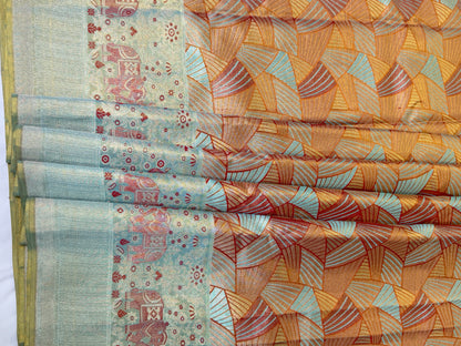 Pure Silk Handloom Saree with Elephant Motifs and Geometric Zari Weaving – Bridal & Festive Wear