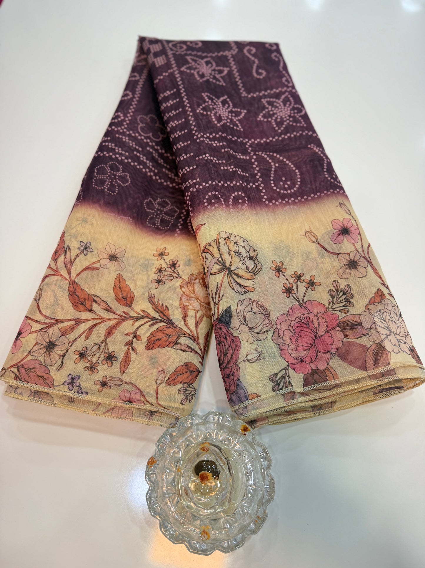 Cotton Chanderi Silk Floral Printed Saree with Blouse Piece