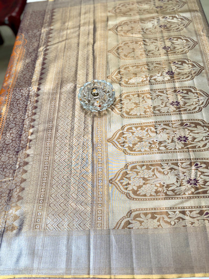 Semi Pattu Silk Saree with Zari Border and Contrast Pallu for Women