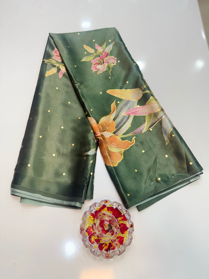 Printed Silk Saree with Matching Blouse – Lightweight Festive Saree for Women