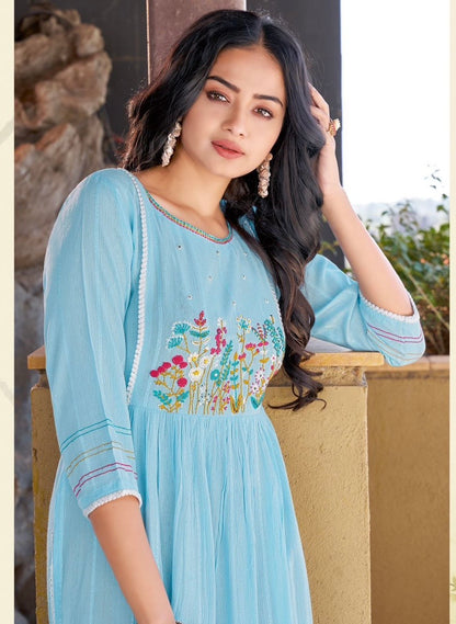 Rayon Wrinkle Lurex Kurti with Embroidery and Handwork for Women – XXL & XXXL, Multiple Designs