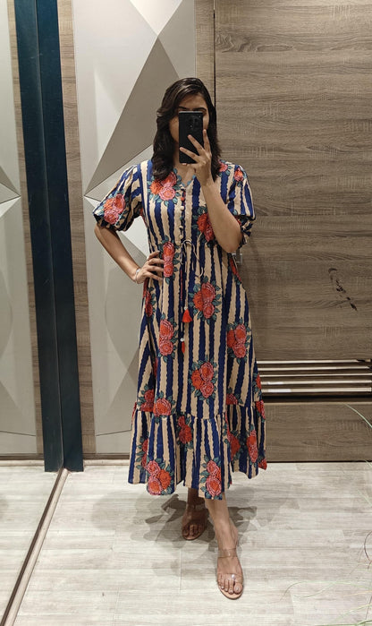 Premium Cotton Tunnel Tunic Midi Dress with Lace Detailing – Women’s Ethnic-Fusion Wear (Sizes 38 to 44)