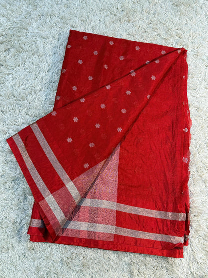 Banarasi Dyeable Soft Silk Saree with Zari Booti Weaving for Women – Festive Wear