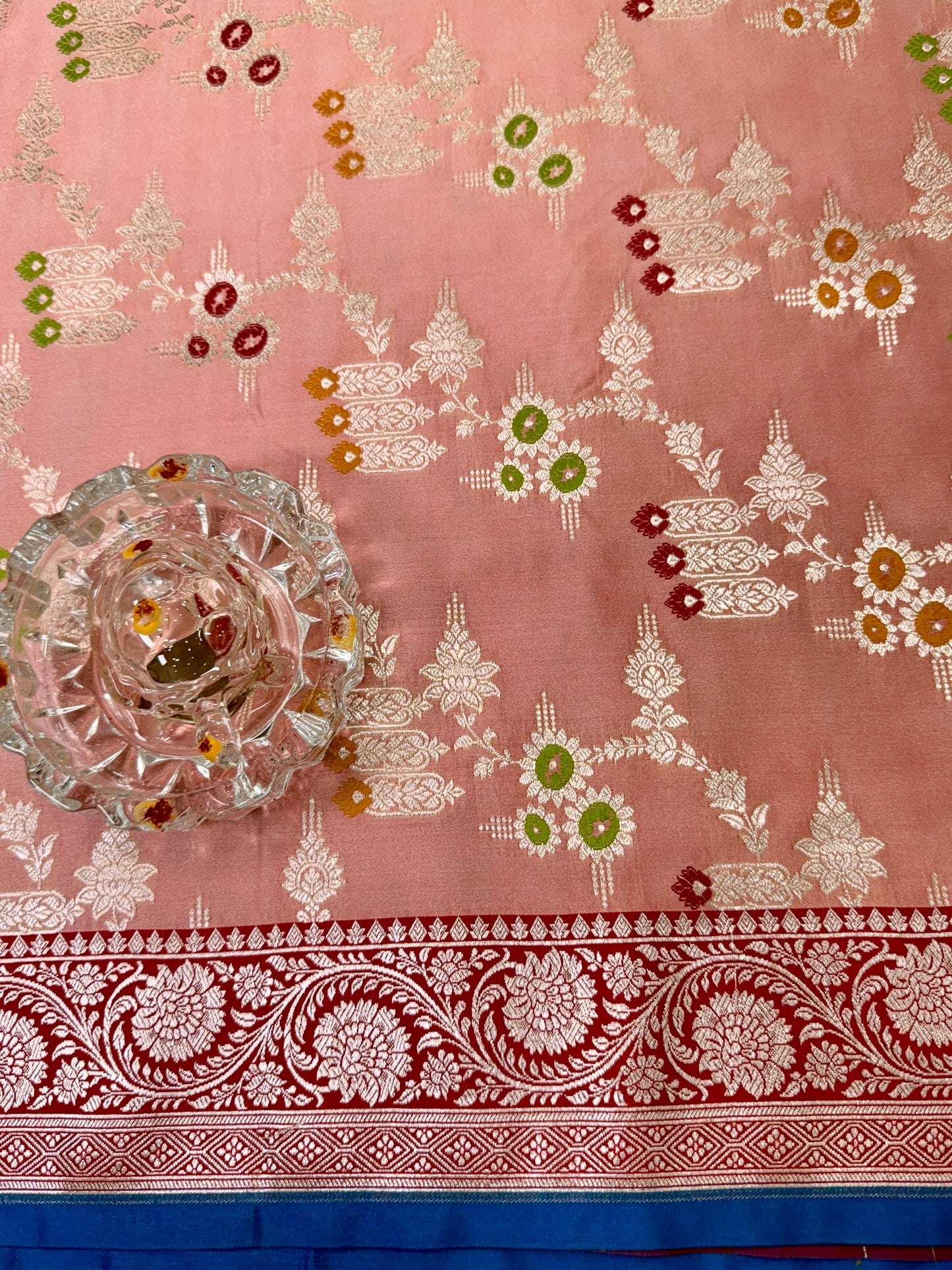 Mashru Katan Silk Saree with Multicolor Zari Weaving and Contrast Border – Festive Wear for Women