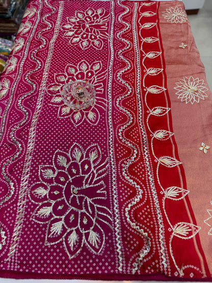 Pure Modal Silk Saree with Embroidered Border and Matching Blouse