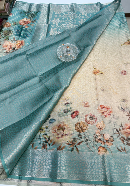 Georgette Silk Butti Saree with Rich Printed Pallu