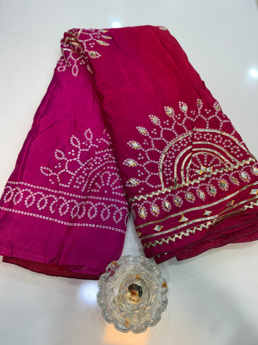 Pure Modal Silk Saree with Embroidered Border and Matching Blouse