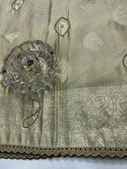 Premium Viscose Silk Saree with Heavy Embroidered Designer Blouse – Wedding and Bridal Wear