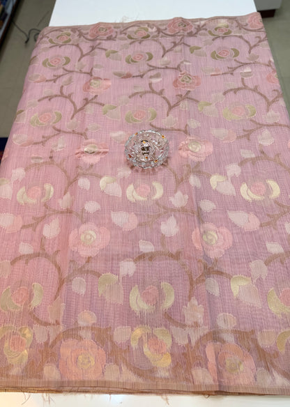 Jamdhani Cotton Saree with Zari Weave and Tassel Pallu – Pastel Festive Wear