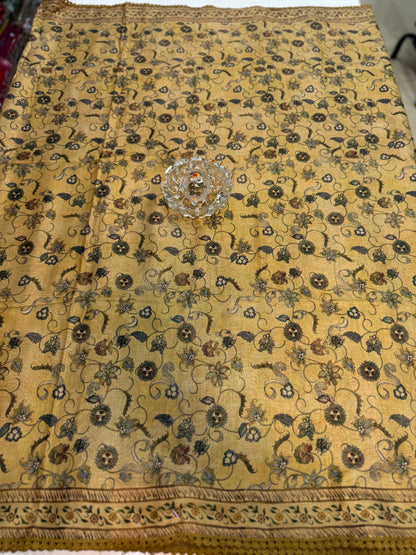 Nilambari Silk Floral Printed Saree with Lace Border