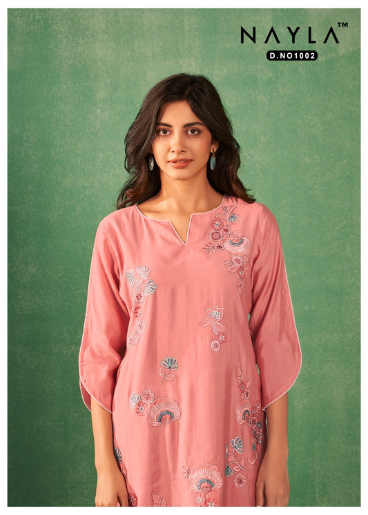 Viscose Silk Kurta Pant Dupatta Set with Printed Lace Dupatta and Mul Cotton Inner – Sizes M to XXL