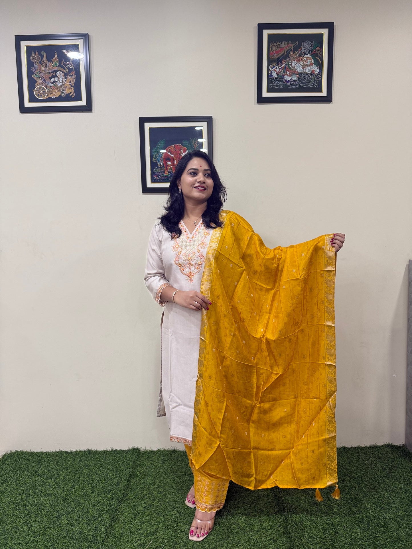 Viscose Embroidered 3-Piece Suit Set with Jacquard Dupatta – XL to 3XL