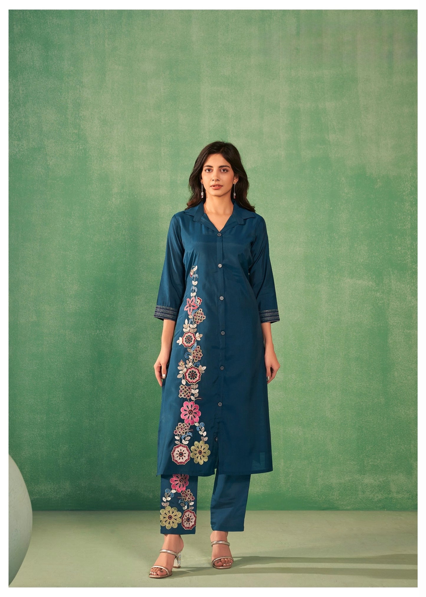 Viscose Silk Kurta Pant Dupatta Set with Printed Dupatta and Lace Finish – Sizes M to XXL