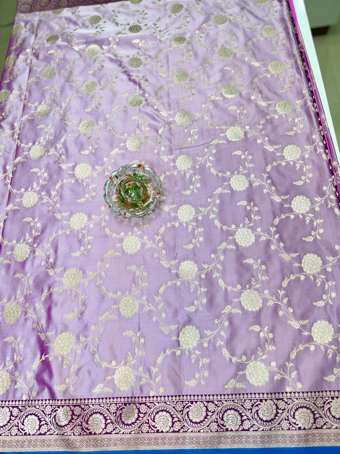 Banarasi Mashru Katan Silk Saree in Lavender and Wine with Contrast Blouse Piece – Women’s Festive Wear