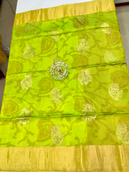 Pochampalli Printed Silk Saree with Satin Border and Blouse – Powerloom Weave for Women
