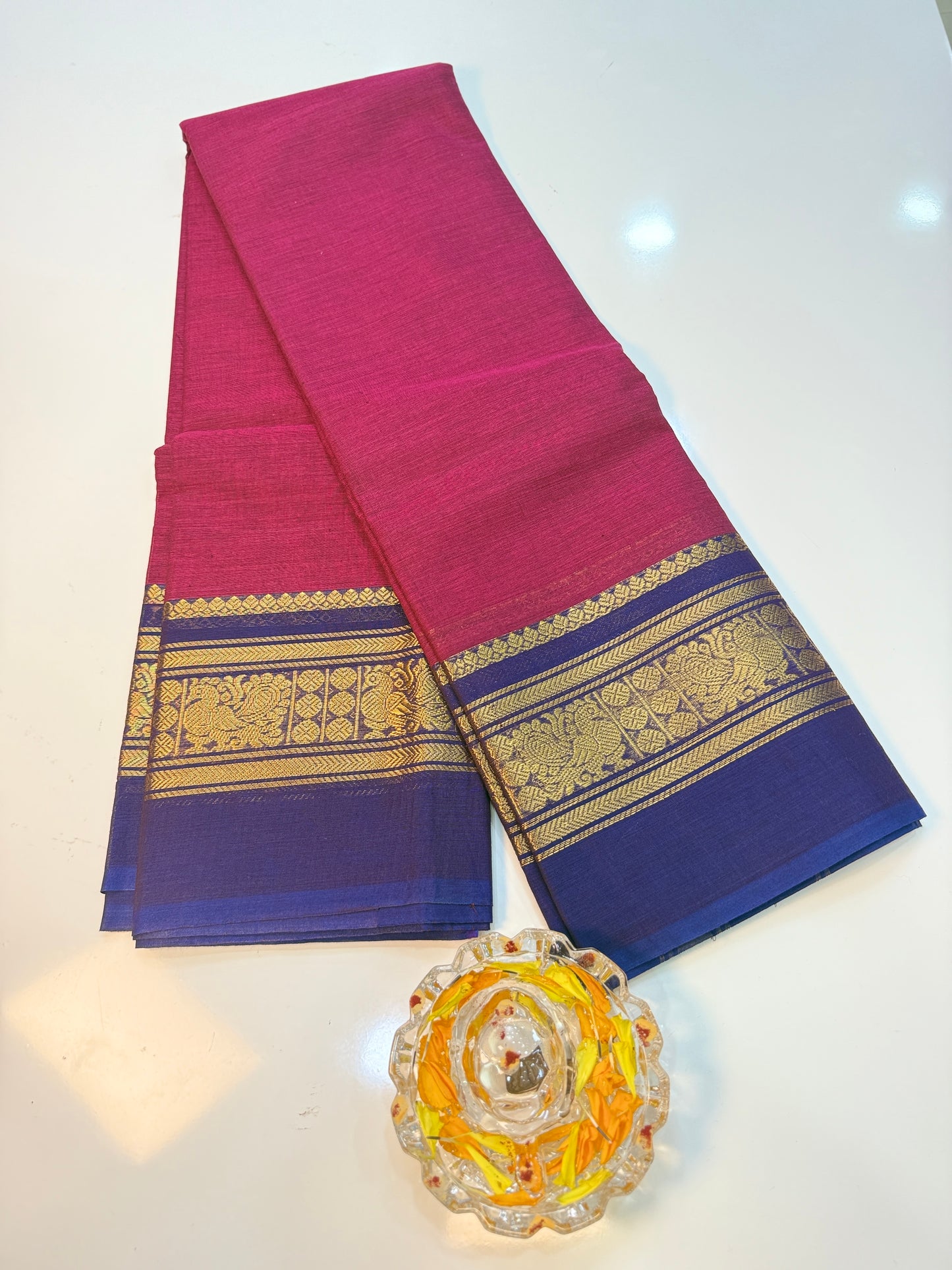 Chettinad Pure Cotton Saree with Zari Border – 80 Count, 20 Colours, 5.5m Length