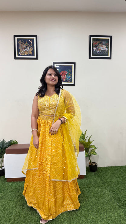 Viscose Jacquard Silk Embroidered Lehenga Choli with Dupatta for Women – Free Size Stitched