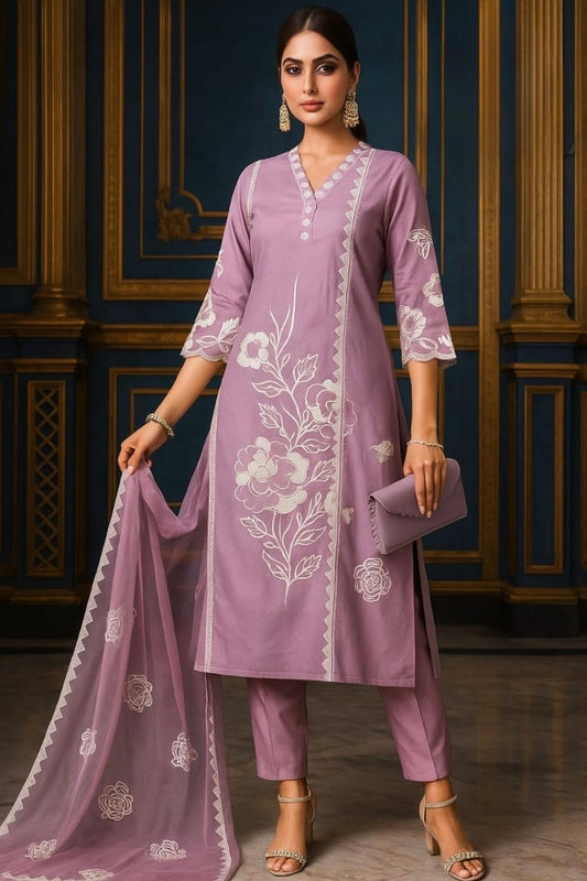 Modal Silk Kurta Pant Dupatta Set with Embroidery Work – Women’s Ethnic Wear (Sizes M–2XL)