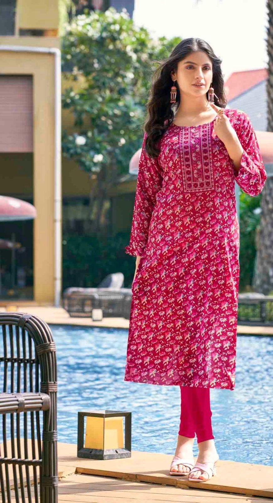 Heavy Rayon Foil Printed Kurti with Sequin Embroidery for Women – XL to 3XL