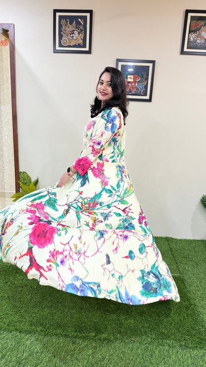 French Crepe Silk 4-Piece Embroidered Ethnic Set for Women – Free Size Stitched Outfit