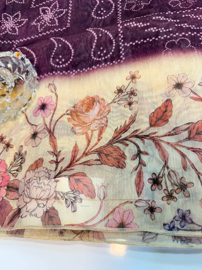 Cotton Chanderi Silk Floral Printed Saree with Blouse Piece