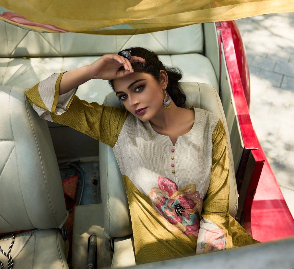 Unstitched Bamberg Muslin Suit Material with Digital Print, Handwork and Pure Muslin Dupatta