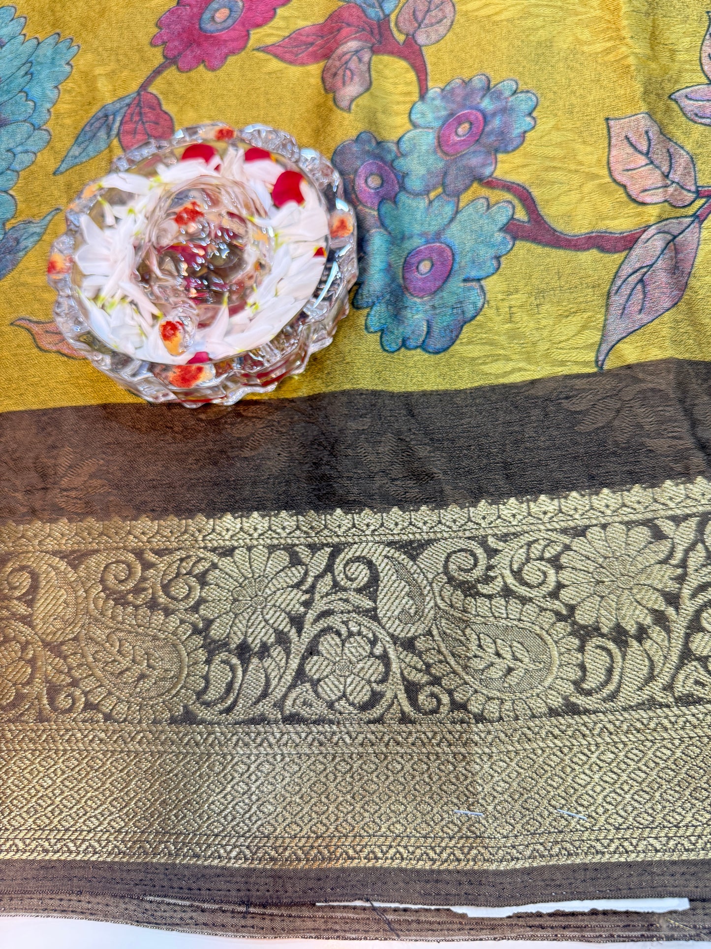 Silk blend printed saree with zari border and digital pallu print, 6.3m with running blouse, 6 color options