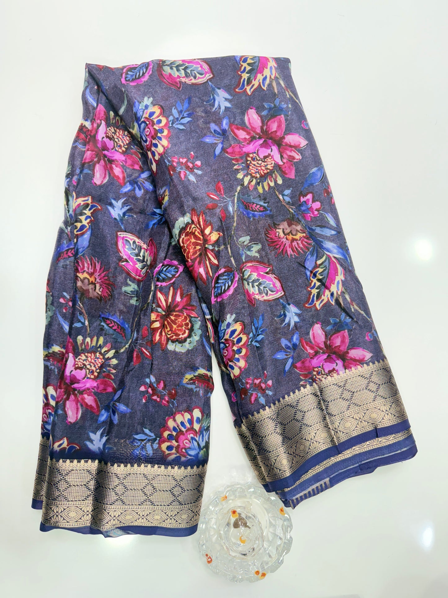 Printed H.O. Silk Saree with Floral and Paisley Design and Zari Border – Premium Festive Saree for Women