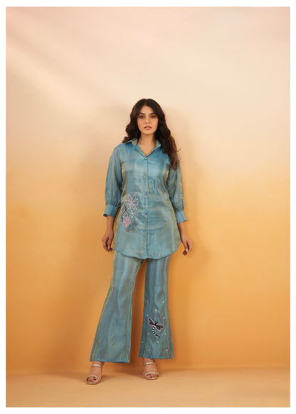 Women's Viscose Silk Co-ord Set with Elegant Work