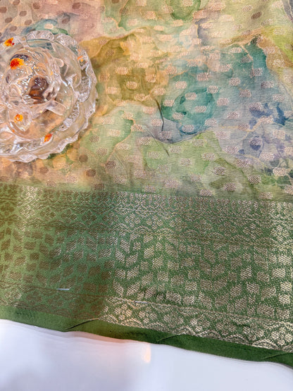 Georgette Silk Butti Saree with Rich Printed Pallu