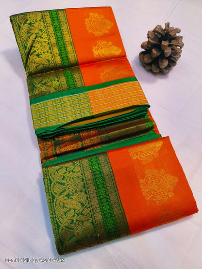 Bomkai Silk Saree with Achal Multi-Color Work and Golden Jari Butta Border – With Blouse Piece for Women
