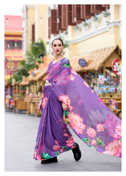 Pure Georgette Saree with Exclusive Digital Prints – Women’s Festive and Party Wear