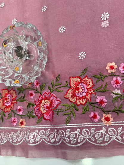 Banarasi Semi-Organza Saree with Embroidery and Fancy Border – Lightweight Festive Saree for Women