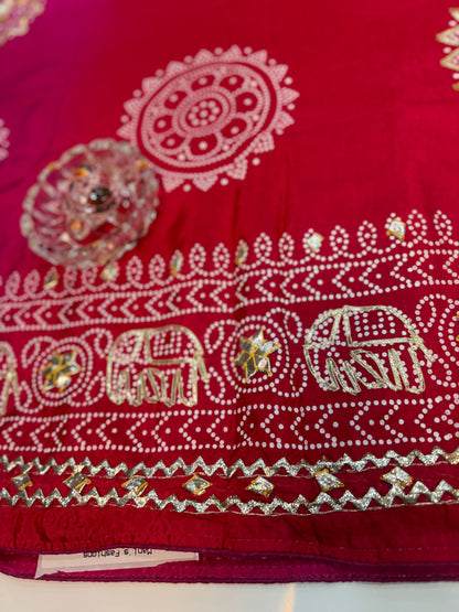 Pure Modal Silk Saree with Embroidered Border and Matching Blouse