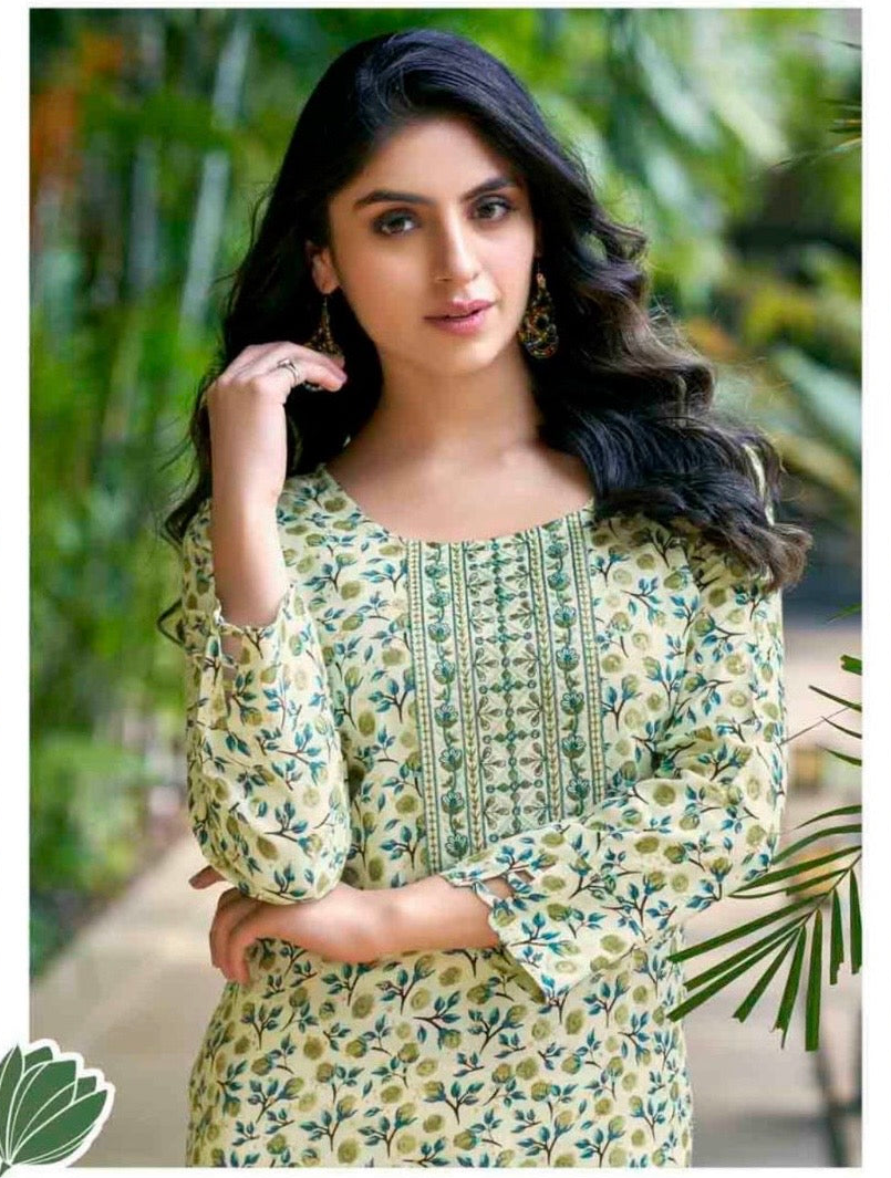 Heavy Rayon Foil Print Kurti with Sequin Embroidery for Women – XL to 3XL