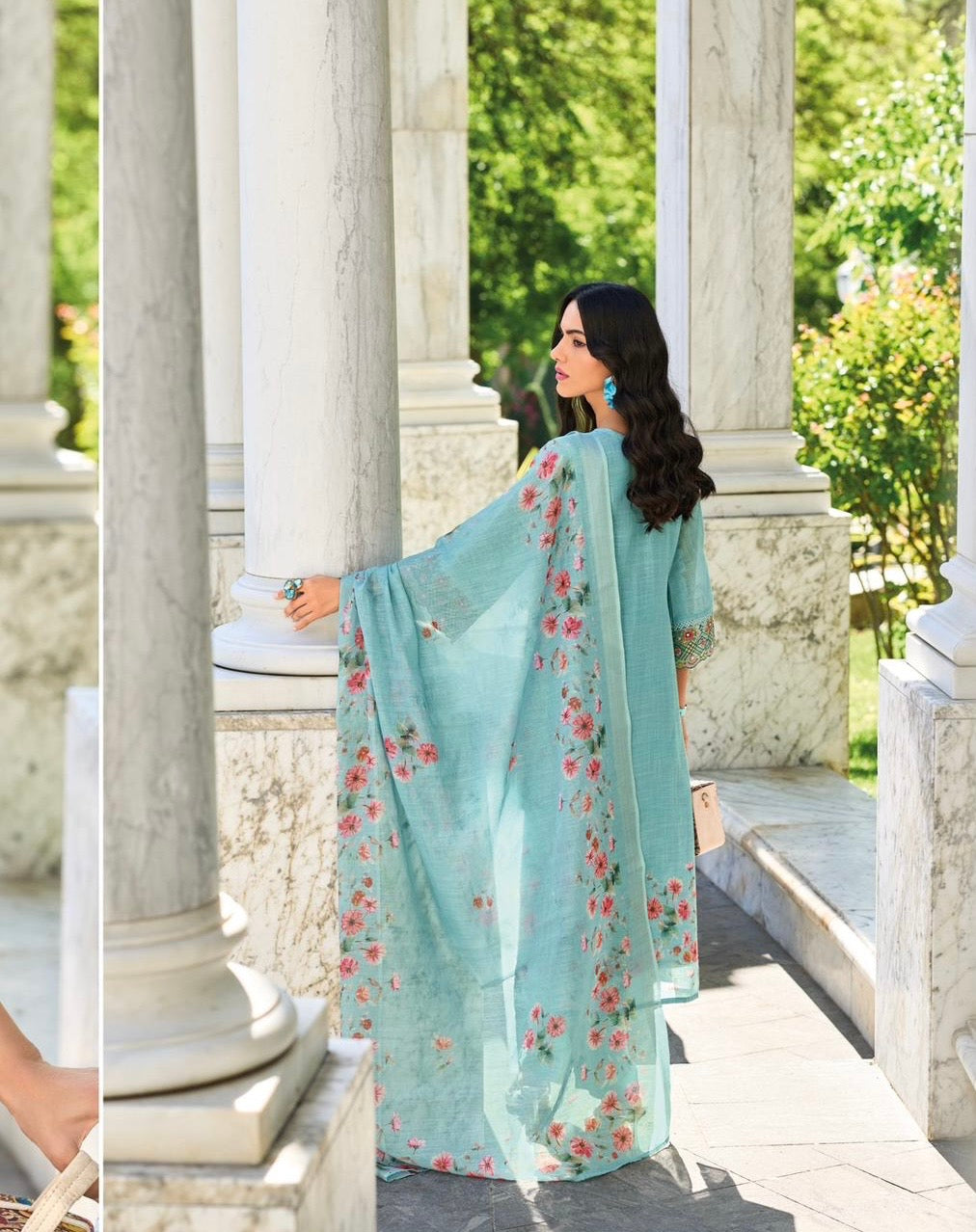 Pure Linen Kurti Pant Set with Zari Digital Print Dupatta – Pakistani Style Women’s Ethnic Wear