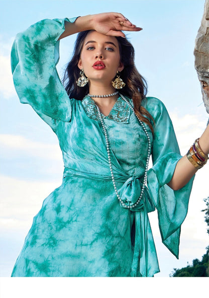 Smokey Designer Dress for Women in Georgette, Chinon & Crepe with Handwork and Tie-Dye Finish