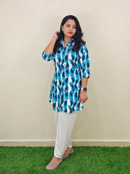 Printed Rayon Short Kurti with Stretchable Lycra Plazzo Set for Women – Digital Print, M to XXL