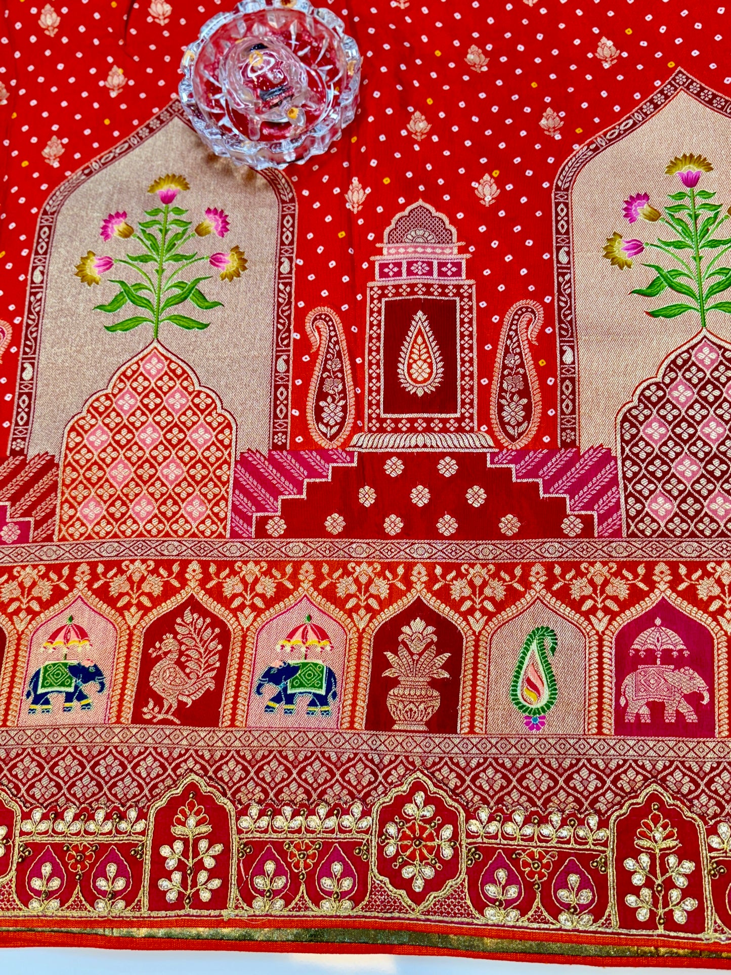 Pure Dola silk saree with position weaving and embroidered blouse – premium ethnic wear for weddings and festive occasions