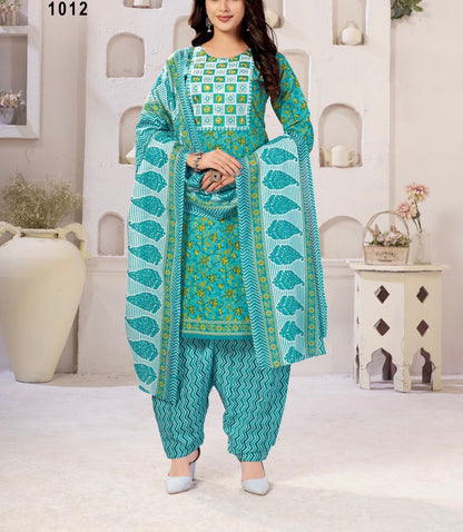 Muska Cotton Embroidered Kurta Patiala Suit Set with Malmal Dupatta for Women