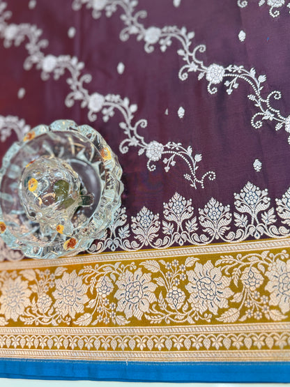 Mashru Katan Silk Saree with Zari Weaving Border and Blouse – Festive Wear for Women