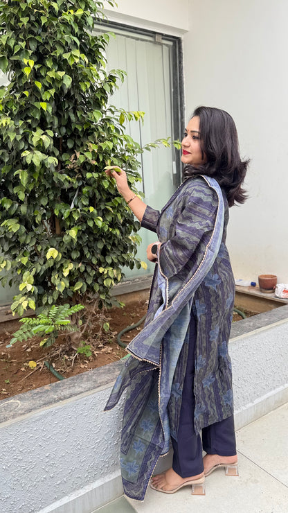 Women's Chanderi Silk 3-Piece Suit Set with Dupatta – Sizes 36 to 46